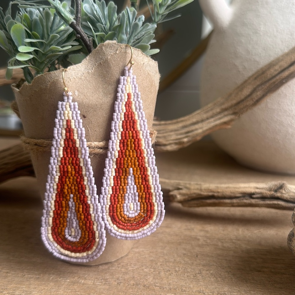 Amber Beaded Teardrop Statement Earrings
